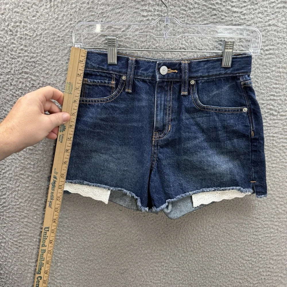 Old Navy Shorts Girls 12 Blue High Rise Cut Off Built In‎ Tough Distressed Denim